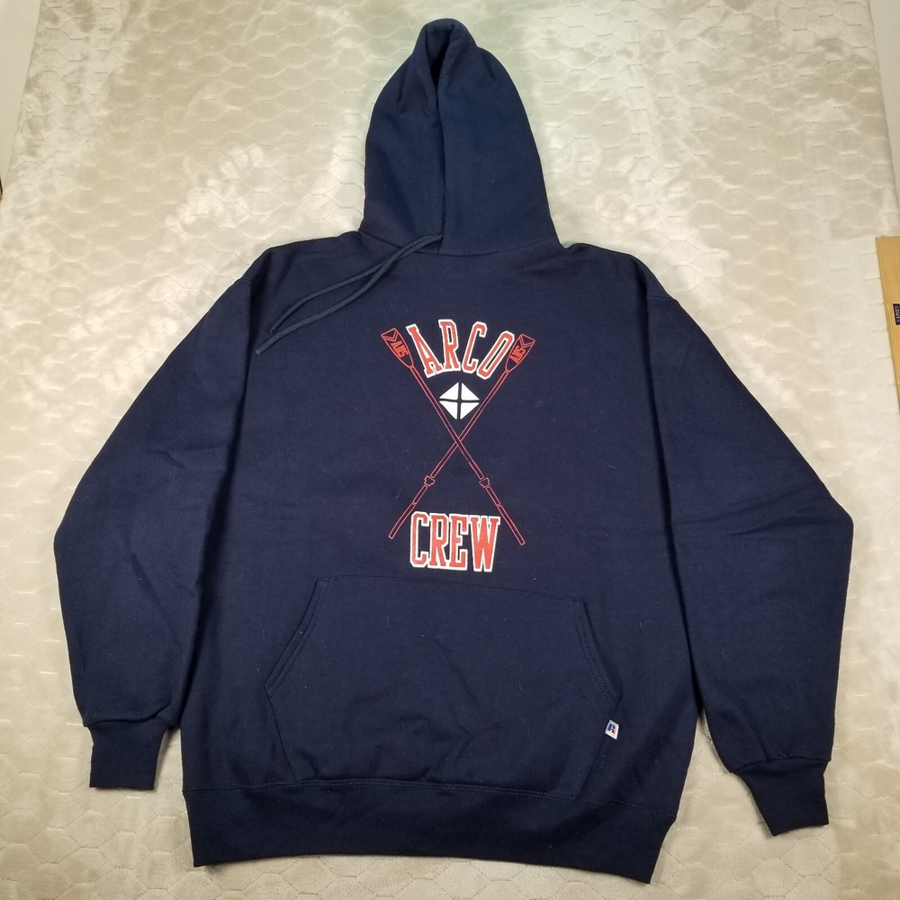 VTG 90s Russell Athletic Made In USA Navy Blue Hoodie Size XXL Arco Crew DS